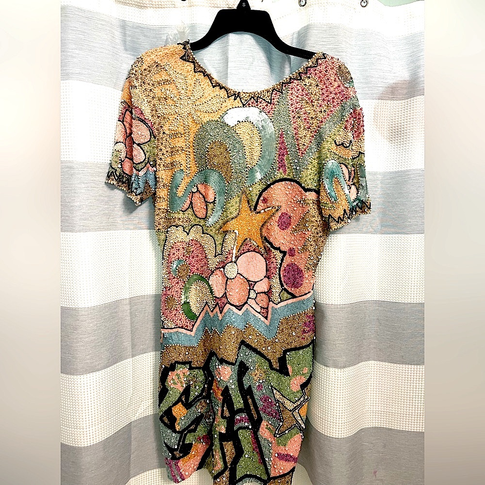 NAEEM KHAN RIAZZE Embroidered Pattern Beaded Vintage Cocktail Dress